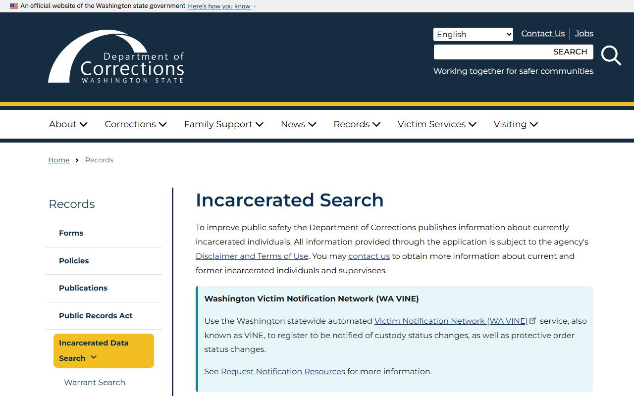 Washington DOC inmate search for Skamania County sentenced custody